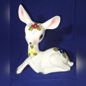 Vintage Floral Deer Figurine. Japan